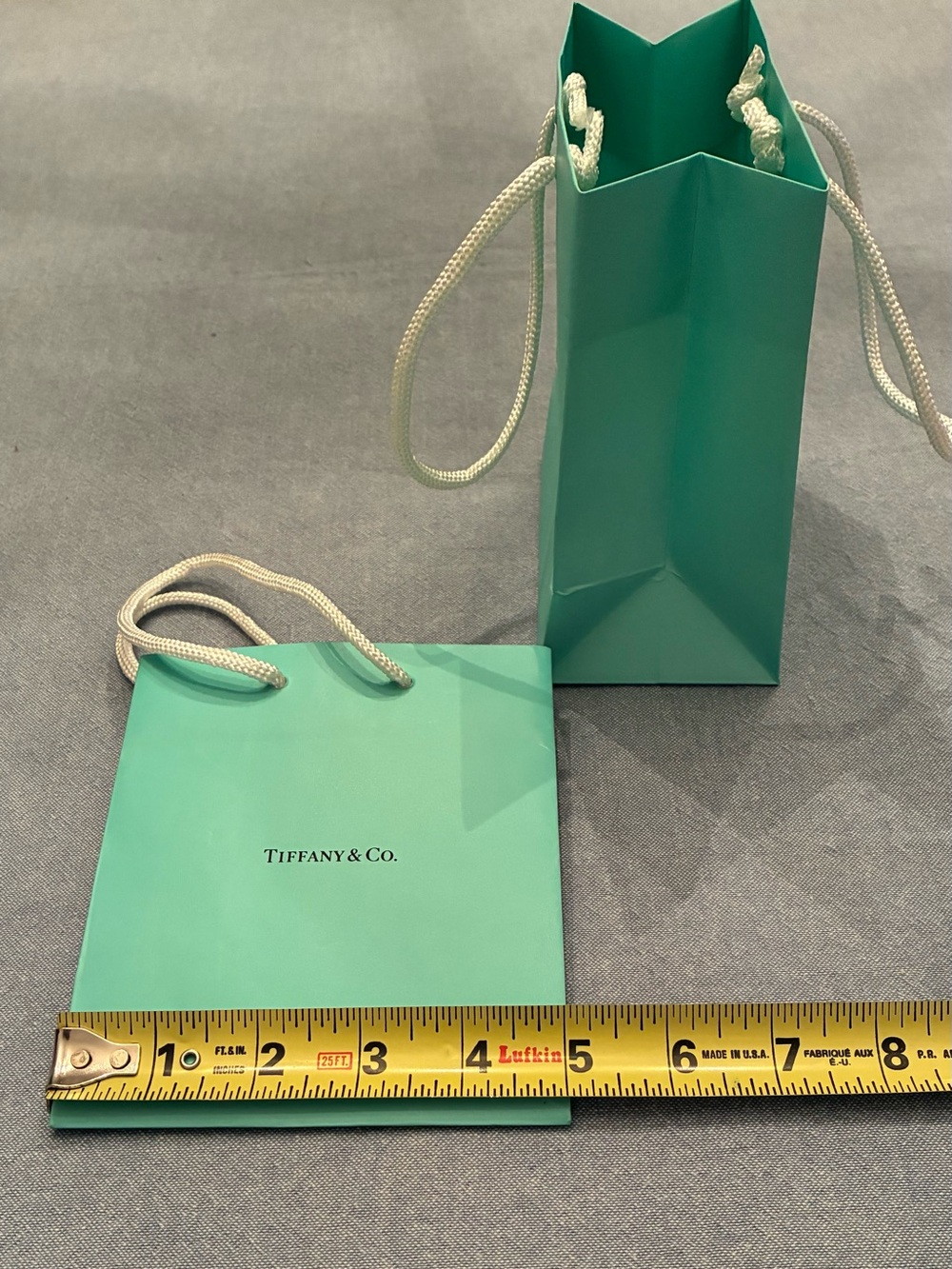 Tiffany & Co. Small Teal Mini Gift Bag Set with Ivory Ropes